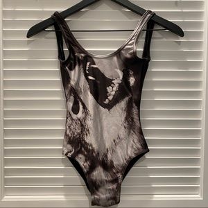 Drop Dead Wolf Print Bodysuit Size XXS
